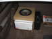 The 12" Rockford Fosgate in a 3/4 MDF custom made box cut by a CNC router. There will be another sub put in the same box were the tool box is. The is a little too much airspace for just one. And i think 2 12's will fill it in good, and make the sound...